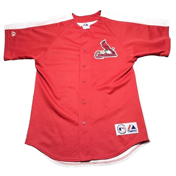 VTG Red MAJESTIC GENUINE ST LOUIS CARDINALS MLB JERSEY Medium Made In USA - Picture 1 of 15